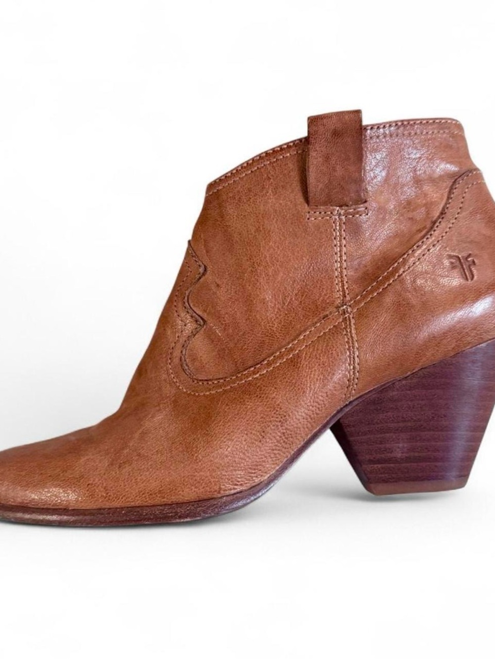 Frye Brown Leather Western Ankle Bootie